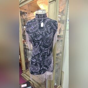 SOLD - Chic Black and Purple Paisley Maxi Dress